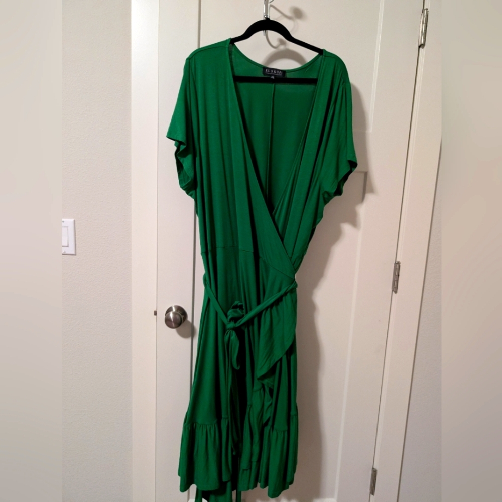 Eloquii green jersey true wrap dress 26